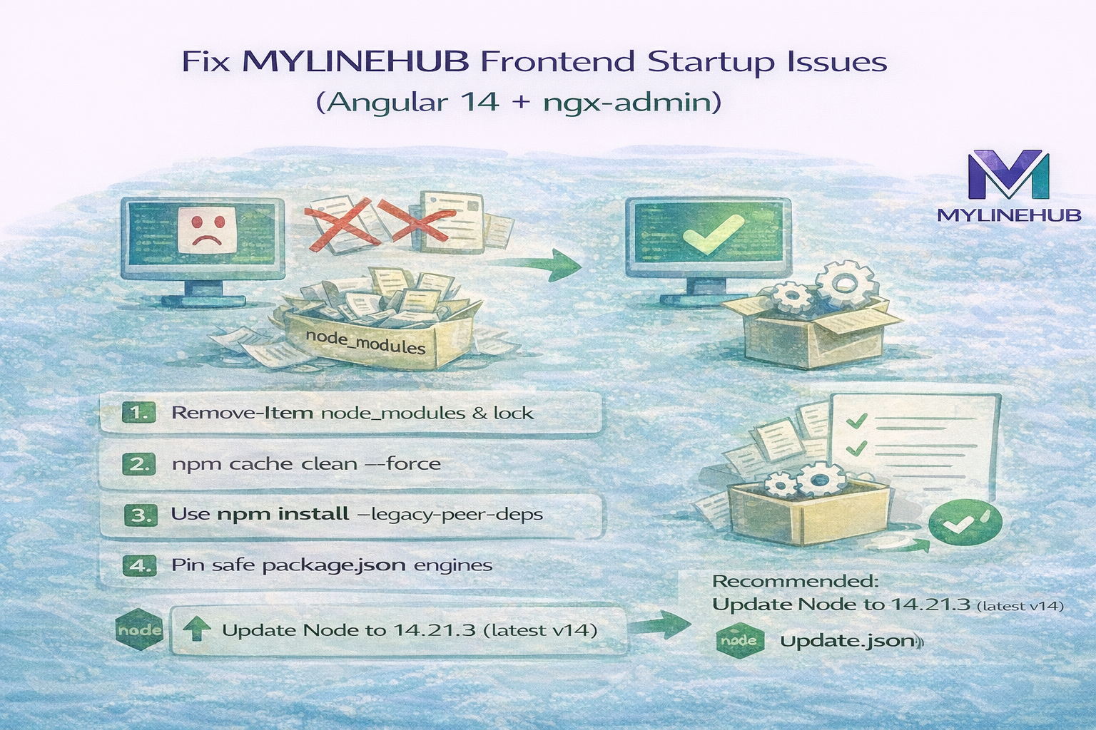 Reset Angular Setup for MYLINEHUB UI (Clean Rebuild & Fix Broken Builds)