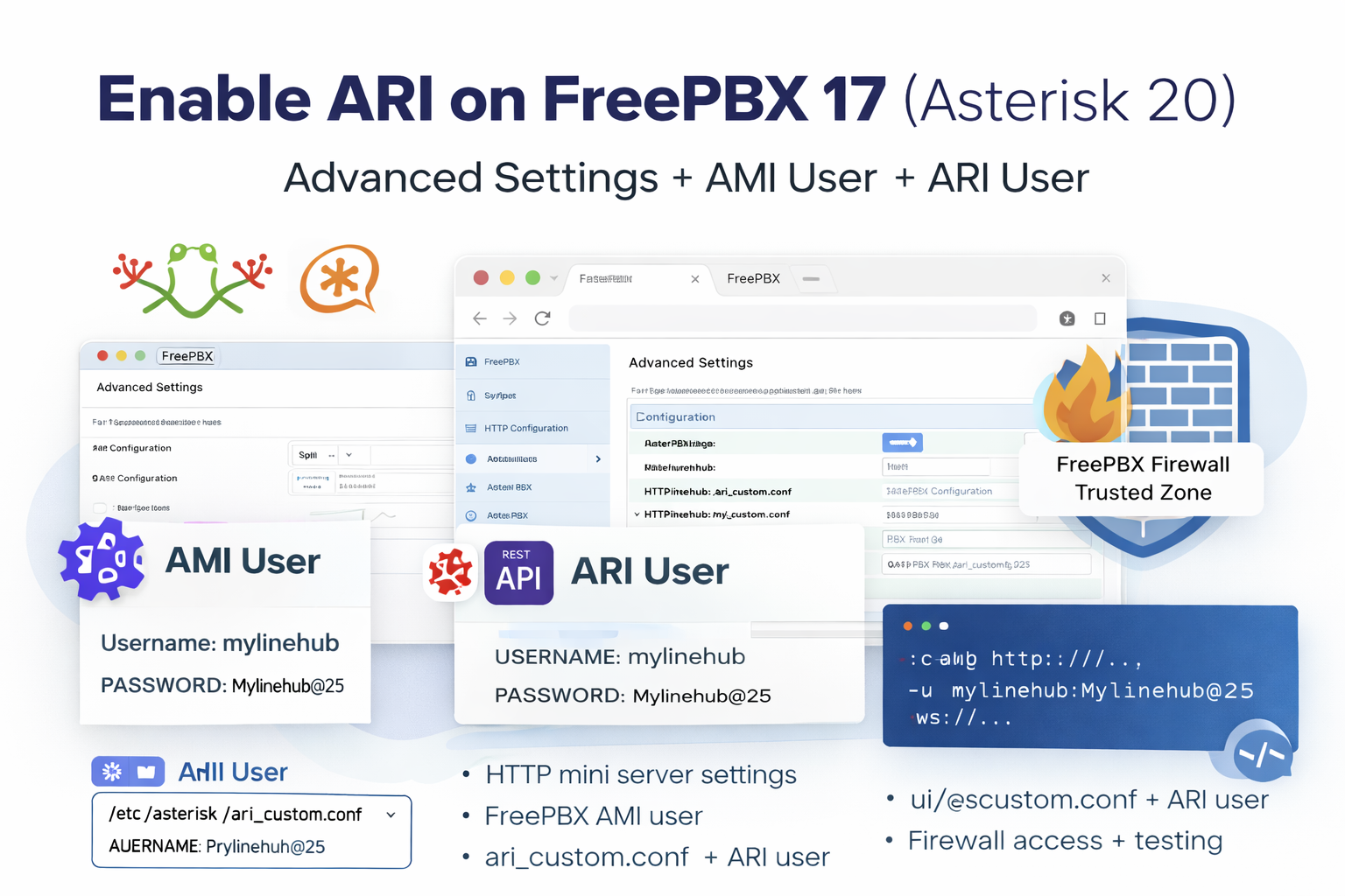 Enable ARI on FreePBX 17 (Asterisk 20): Advanced Settings + AMI User + ARI User (Complete Guide)