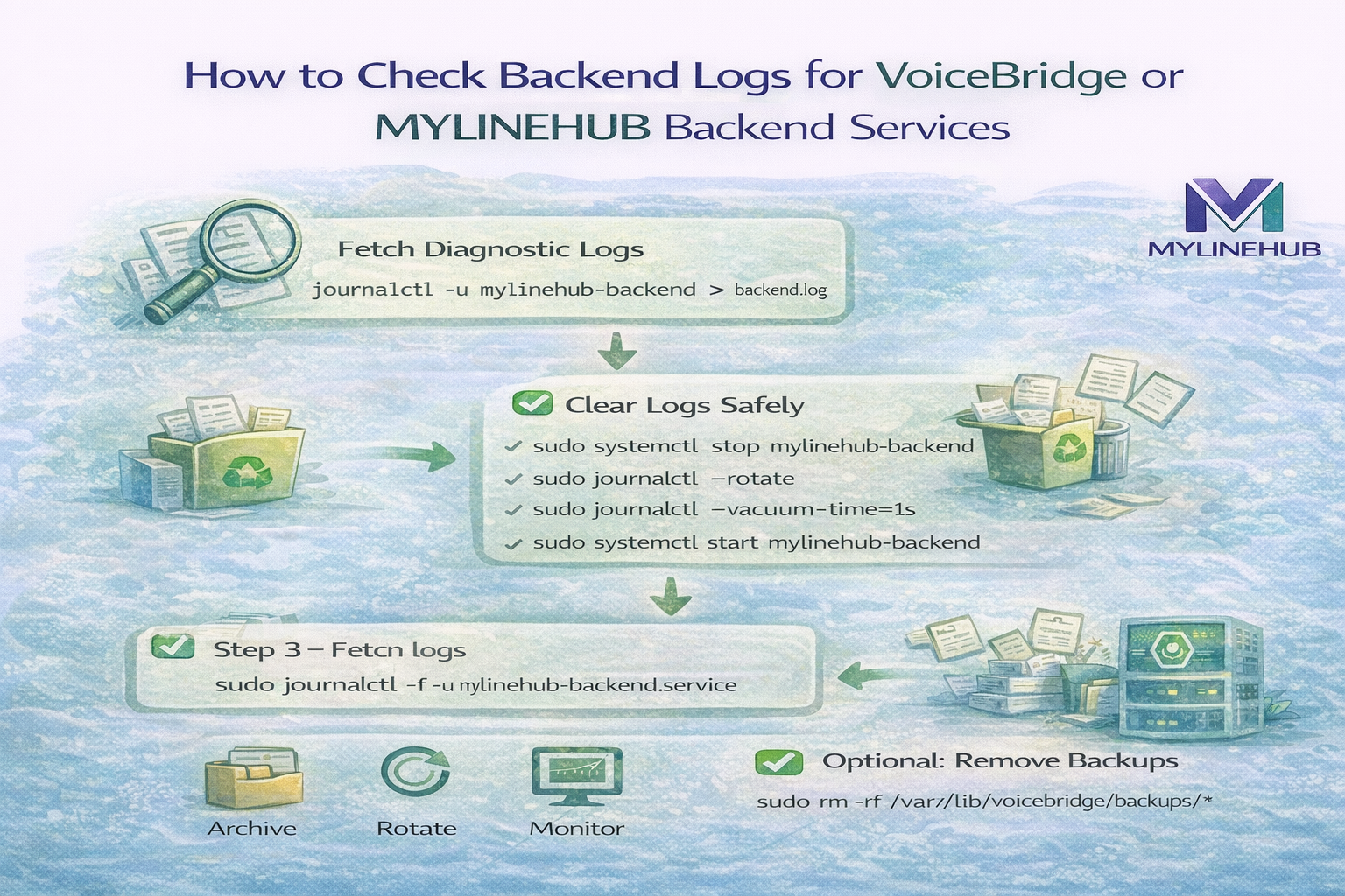 Fetch & Clear Backend Service Logs (MYLINEHUB Debugging Guide)