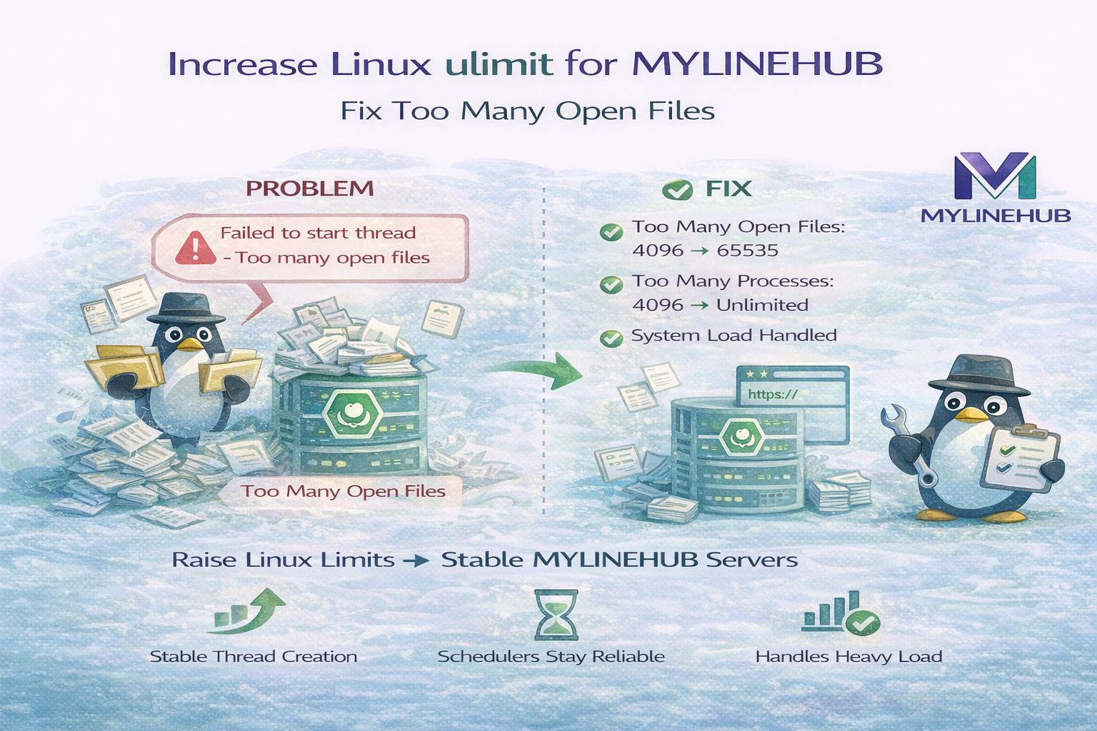 Increase Linux ulimit for MYLINEHUB (Fix Too Many Open Files)