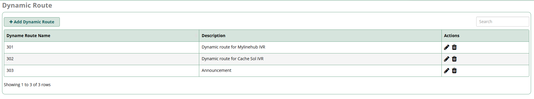 FreePBX Dynamic Routes list