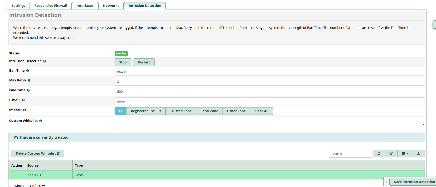 Interfaces tab showing Default Traffic Zones with interface eno8303 set to Internet (Default Firewall)
