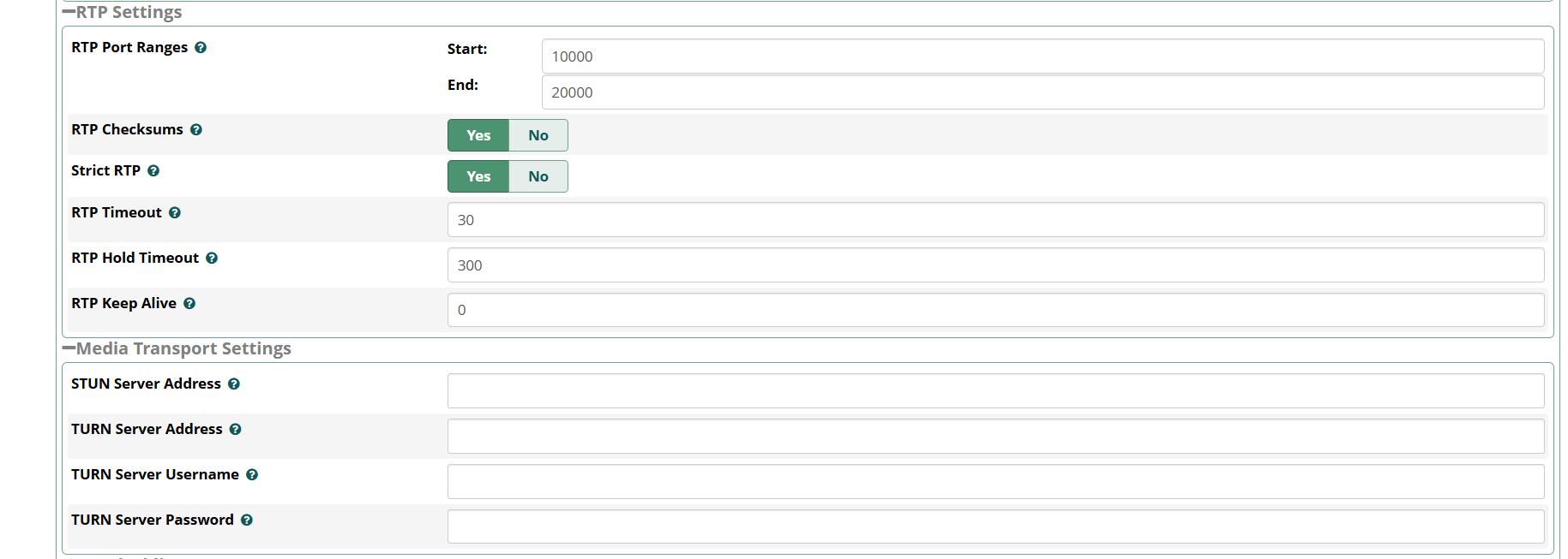 RTP Port Range settings and RTP timeouts in FreePBX