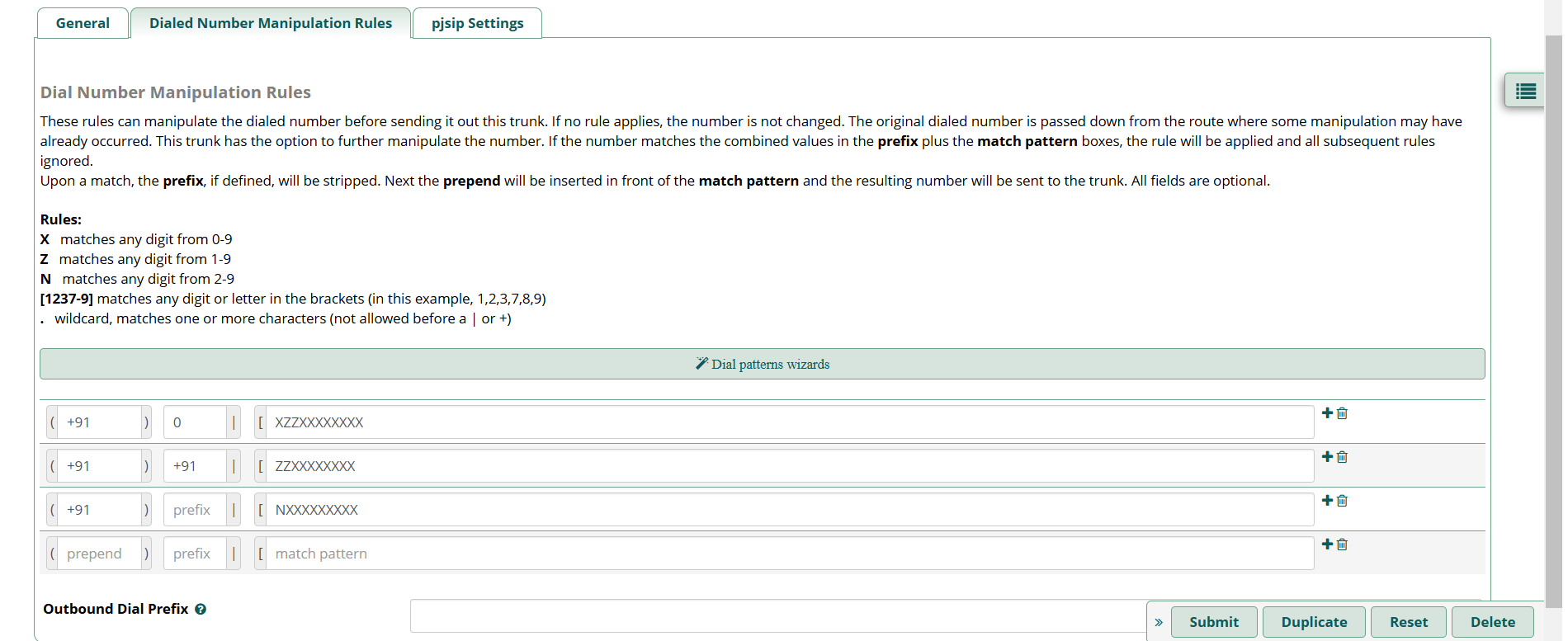 DIAL Number Manipulation Rules