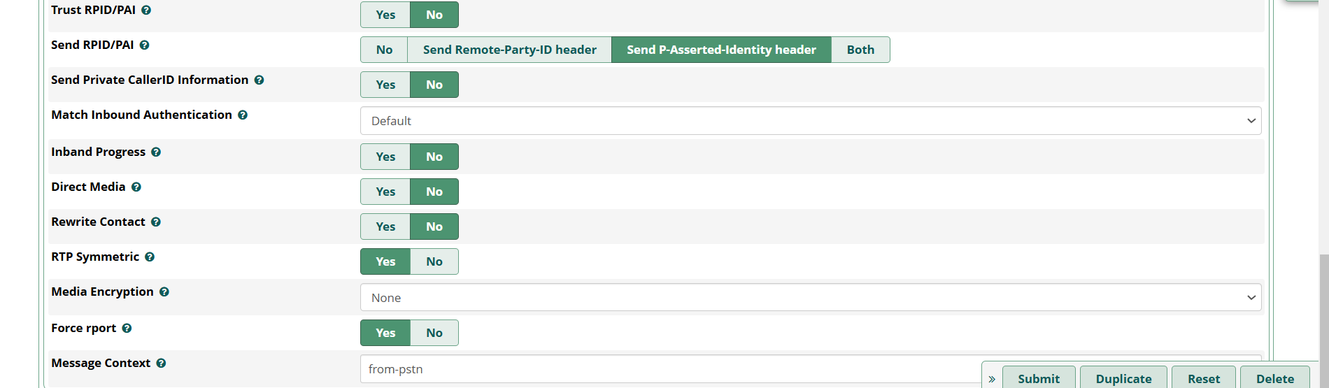 Identify/Match settings in PJSIP trunk