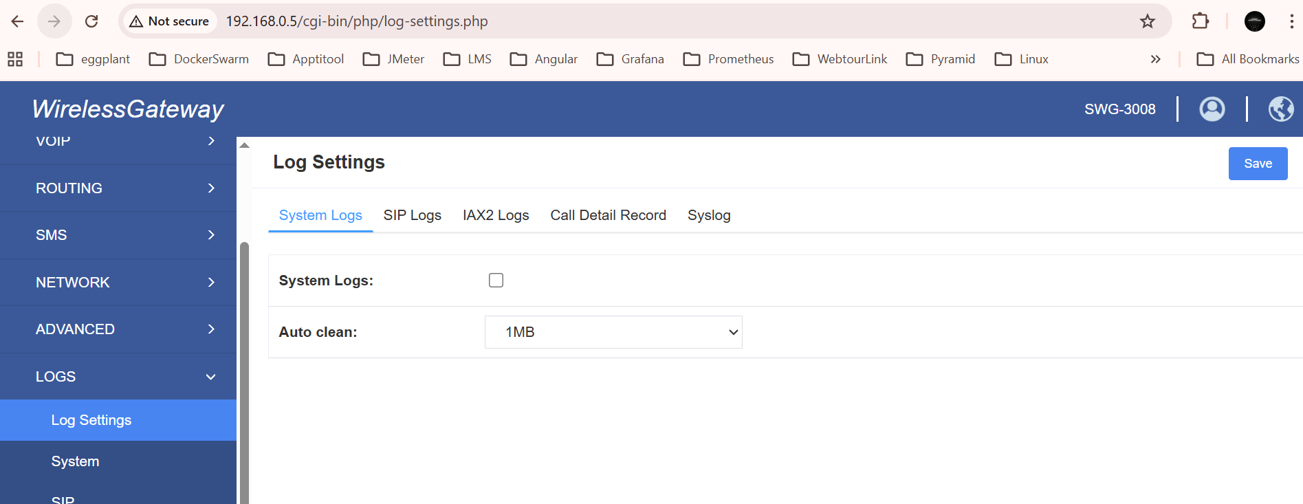 Log Settings
