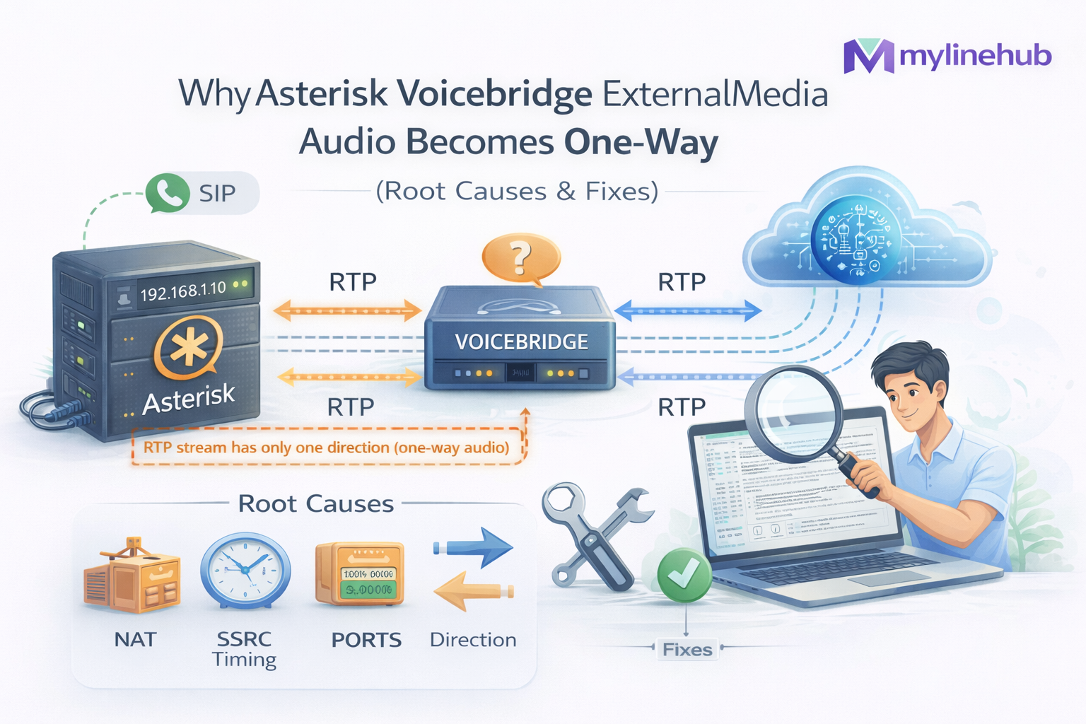 Why Asterisk Voicebridge ExternalMedia Audio Becomes One-Way (Root Causes & Fixes)
