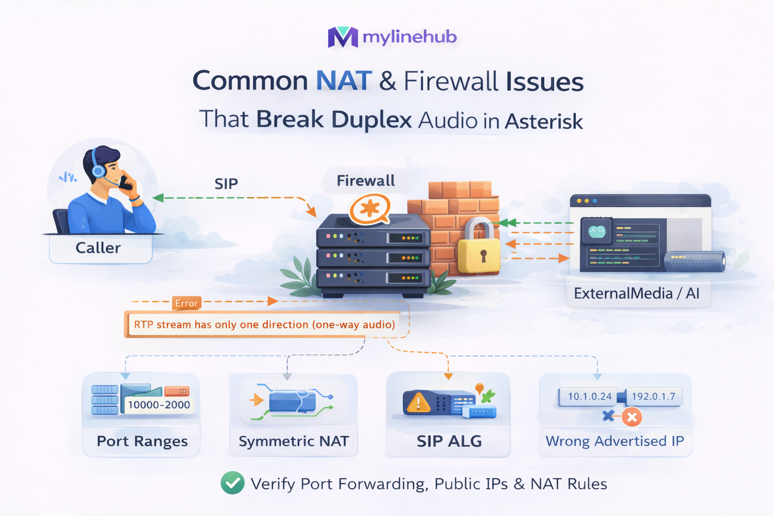 Common NAT & Firewall Issues That Break Duplex Audio in Asterisk