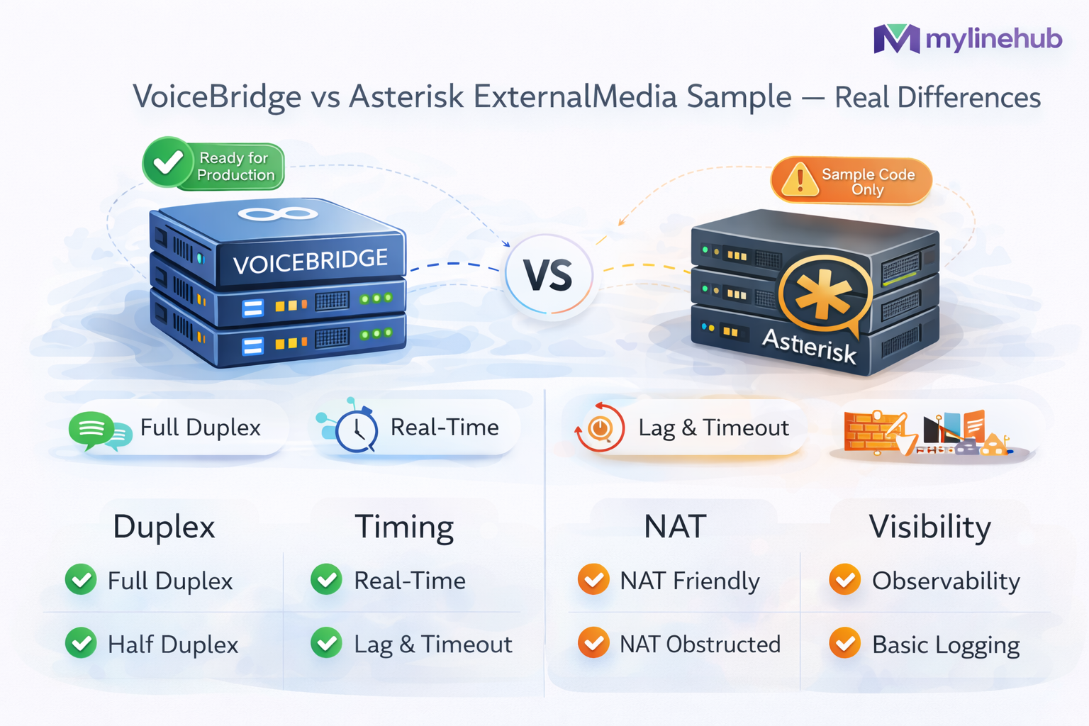 VoiceBridge vs Asterisk ExternalMedia Sample — Real Differences
